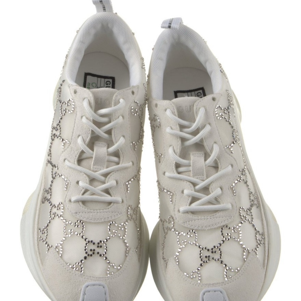 Gucci Crystal Embellishment Cream Women's Sneakers